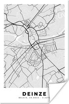 Poster Carte – Plan d'étage – Plan de ville – Deinze – België – Wit - 40x60 cm