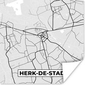 Poster Stadskaart – Plattegrond – België – Zwart Wit – Herk de Stad – Kaart - 30x30 cm