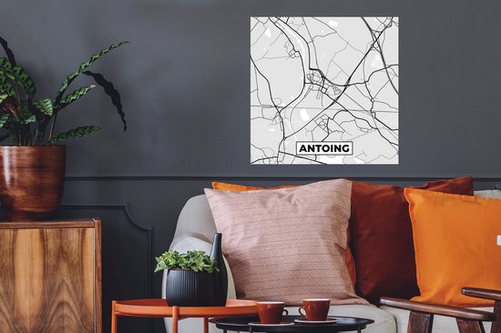 Poster City Map – Carte – België – Zwart Wit – Antoing – Carte - 50x50 cm
