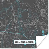 Poster Kaart – Plattegrond – Stadskaart – Hamont Achel – België – Blauw - 100x100 cm XXL