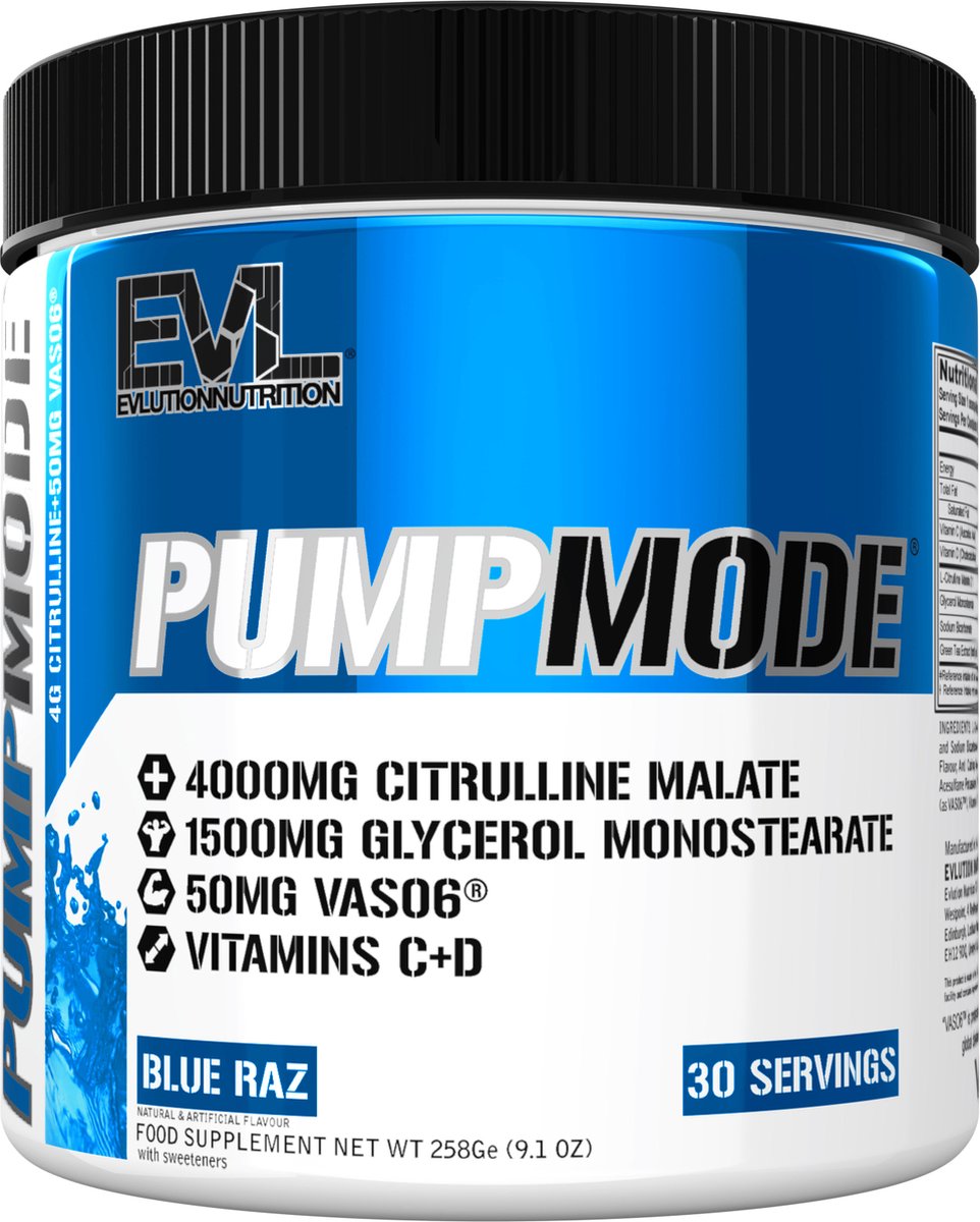 EVLution Nutrition Pump Mode 30 serv — Blue Raz