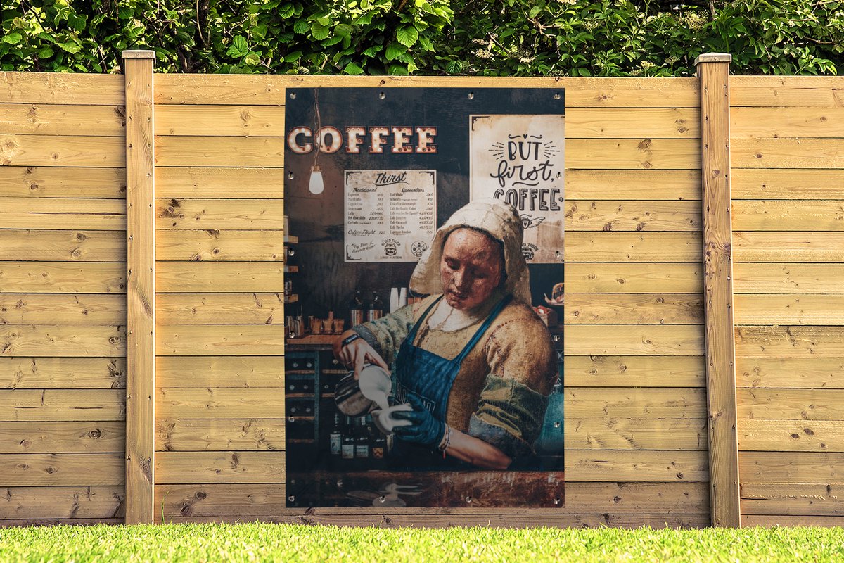 Wanddecoratie buiten Meisje met de parel - Cappuccino - Barista