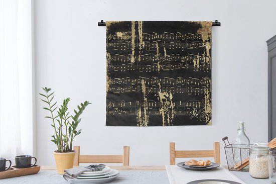 Tapisserie - Tapisserie - Musique - Or - Zwart - 90x90 cm - Tapisserie