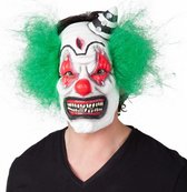 gezichtsmasker Horror-clown latex wit/groen one-size