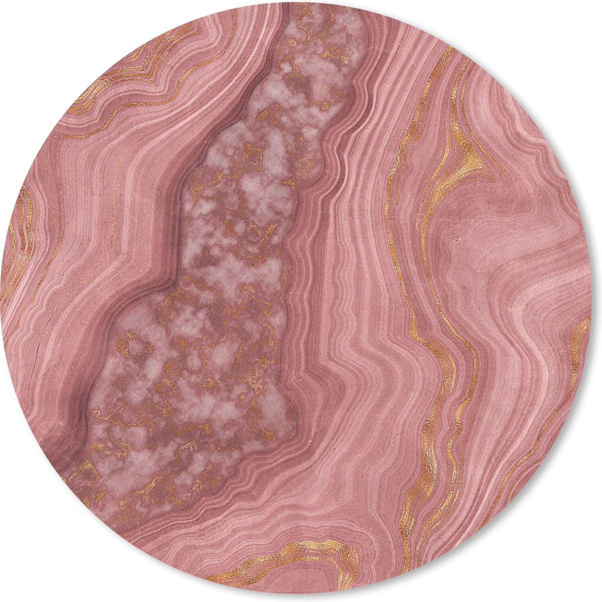 Muismat rond 40x40 cm - Mousepad Marmer - Gouden - Lijn - Ronde muismatten