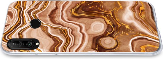 Coque Huawei P30 Lite - Imprimé Marbre - Doré - Motifs - Coque de Téléphone en Siliconen -