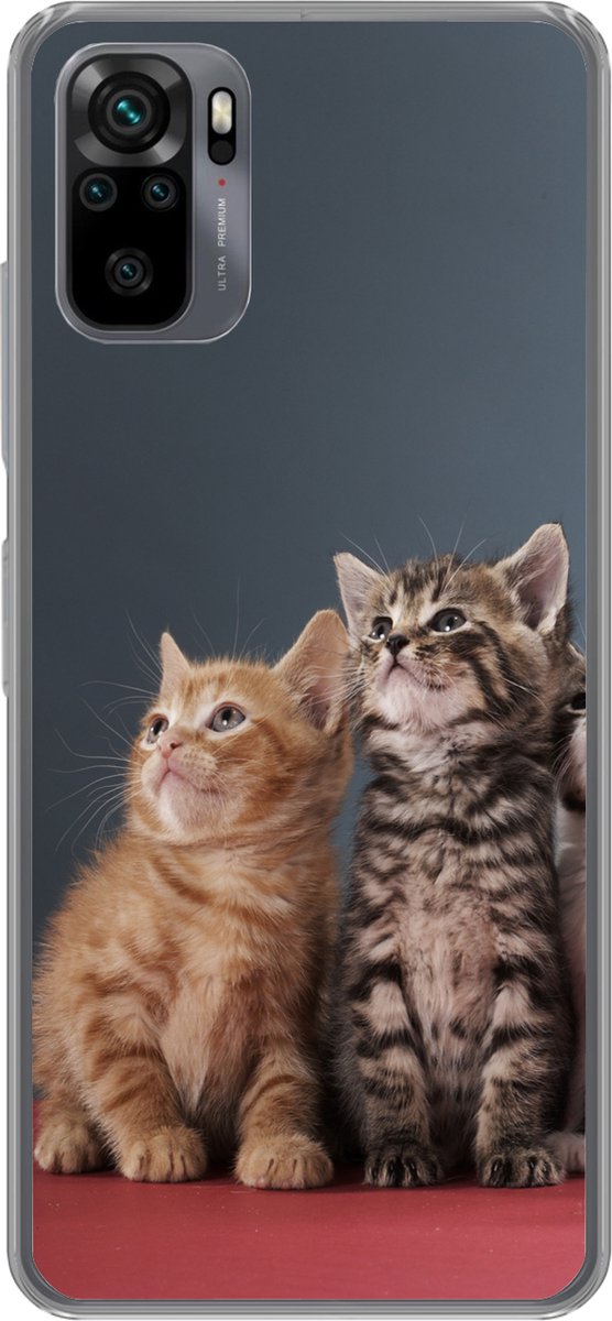 Telefoonhoesje Geschikt voor Xiaomi Geschikt voor Redmi Note 10 hoesje - Kittens - Blauw - Roze - Meisjes - Kinderen - Jongens - Kind - Siliconen Telefoonhoesje Telefoonhoesje