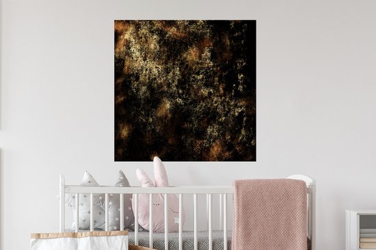 Muurstickers - Sticker Folie - Goud - Zwart - Abstract - 80x80 cm - Plakfolie - Muurstickers Kinderkamer - Zelfklevend Behang - Zelfklevend behangpapier - Stickerfolie