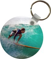 Sleutelhanger - Surfen op golfen - Plastic - Rond - Uitdeelcadeautjes