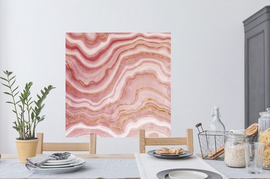 Stickers Stickers muraux - Marbre - Rouge - Doré - 100x100 cm - Feuille adhésive XXL