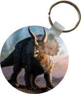 Sleutelhanger - Dino - Geschiedenis - Triceratops - Kinderen - Jongens - Kids - Jongetje - Plastic - Rond - Uitdeelcadeautjes