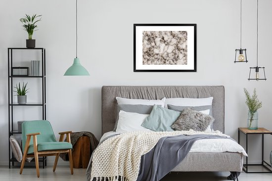 Fotolijst incl. Poster - Marmer - Zwart - Goud - 80x60 cm - Posterlijst
