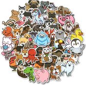 50x Schattige Dieren stickers voor kinderen - Voor muur, drinkbeker, badkamer, kinderkamer etc.