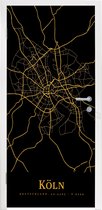 Deursticker Köln - Kaart - Goud - 80x215 cm - Deurposter