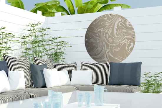 Tuincirkel Marmer - Crème - Patronen - 60x60 cm - Ronde Tuinposter - Buiten
