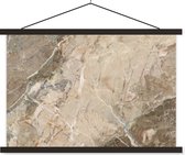 Posterhanger incl. Poster 90x60 cm - Schoolplaat - Graniet - Grijs - Wit - Textielposter - Zwarte latten