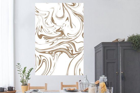 Affiche Marbre - Marron - Wit - 120x180 cm XXL