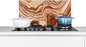 Spatscherm keuken 70x30 cm - Kookplaat achterwand Marmer - Goud - Patroon - Muurbeschermer - Spatwand fornuis - Hoogwaardig aluminium