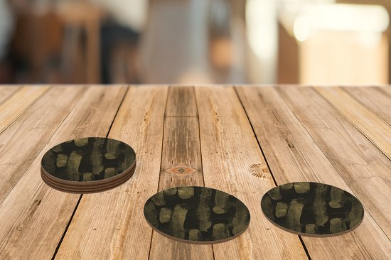 Dessous de Sous-verres - Rond - Goud - Zwart - Luxe - 10x10 cm - 6 pièces