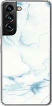 Geschikt voor Samsung Galaxy S22 hoesje - Marmer print - Wit - Patroon - Siliconen Telefoonhoesje