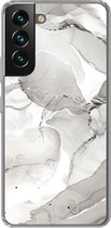 Geschikt voor Samsung Galaxy S22 hoesje - Marmer print - Grijs - Lijn - Siliconen Telefoonhoesje