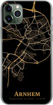 Geschikt voor iPhone 11 Pro Max hoesje - Arnhem - Kaart - Goud - Zwart - Siliconen Telefoonhoesje