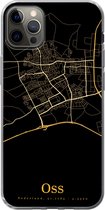 Geschikt voor iPhone 12 Pro Max hoesje - Oss - Kaart - Black and gold - Siliconen Telefoonhoesje
