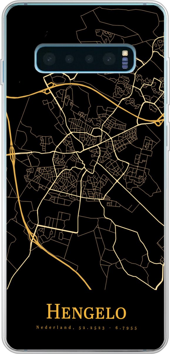 Telefoonhoesje Geschikt voor Samsung Galaxy S10 Plus hoesje - Hengelo - Black - Gold - Siliconen Telefoonhoesje Telefoonhoesje