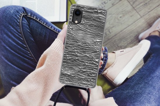 Coque avec cordon iPhone XR - Argent - Peinture - Abstrait - Siliconen - Bandoulière - Coque arrière avec cordon - Coque pour téléphone avec cordon - Coque avec corde