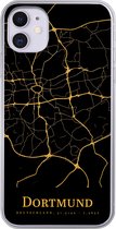 Geschikt voor iPhone 11 hoesje - Dortmund - Kaart - Goud - Siliconen Telefoonhoesje