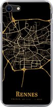 Geschikt voor iPhone 8 hoesje - Rennes - Kaart - Goud - Siliconen Telefoonhoesje