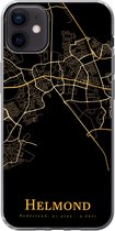 Geschikt voor iPhone 12 mini hoesje - Helmond - Kaart - Black and gold - Siliconen Telefoonhoesje