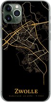 Geschikt voor iPhone 11 Pro Max hoesje - Zwolle - Kaart - Goud - Siliconen Telefoonhoesje