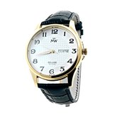 Mats Watch Collectie voor Heren - AURA Black- Leather belt - Horloge voor hem - goudkleurig - lederen band - Belgische Merk - 25 jaar garantie - Sieraden - Deluxe - Belgische kwali