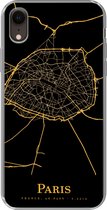 Geschikt voor iPhone XR hoesje - Parijs - Kaart - Gold - Siliconen Telefoonhoesje
