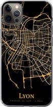 Geschikt voor iPhone 12 Pro Max hoesje - Lyon - Kaart - Goud - Siliconen Telefoonhoesje