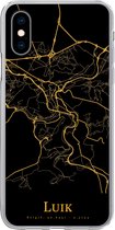 Geschikt voor iPhone X hoesje - Luik - Kaart - Gold - Siliconen Telefoonhoesje