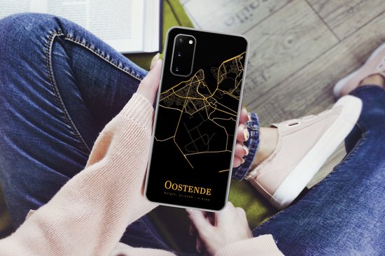 Convient pour coque Samsung Galaxy S20 - Ostende - Carte - Or - Zwart - Coque de téléphone en Siliconen