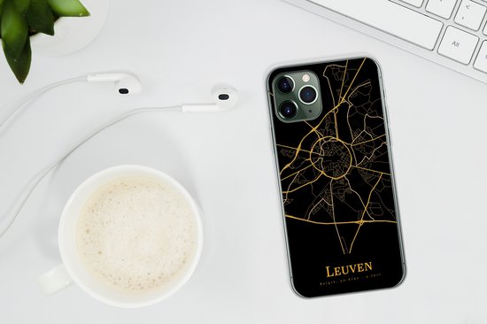 Convient pour coque iPhone 11 Pro Max - Louvain - Carte - Or - Coque de téléphone en Siliconen