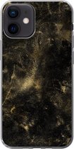 Geschikt voor iPhone 12 hoesje - Goud - Glitter - Zwart - Siliconen Telefoonhoesje
