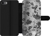 Bookcase iPhone SE 2020 telefoonhoesje - Verf - Grijs - Zwart - Met vakjes - Wallet case met magneetsluiting