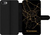 Bookcase Geschikt voor iPhone 7 telefoonhoesje - Nürnberg - Kaart - Goud - Met vakjes - Wallet case met magneetsluiting