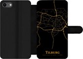 Bookcase Geschikt voor iPhone 7 telefoonhoesje - Tilburg - Kaart - Goud - Met vakjes - Wallet case met magneetsluiting