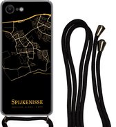 Cordon téléphonique - Chaîne téléphonique - Étui de téléphone iPhone 8 - Spijkenisse - Carte - Or - Siliconen - Bandoulière - Étui de téléphone avec cordon