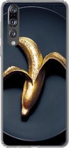 Geschikt voor Huawei P20 Pro hoesje - Gouden banaan op een donkere achtergrond - Siliconen Telefoonhoesje