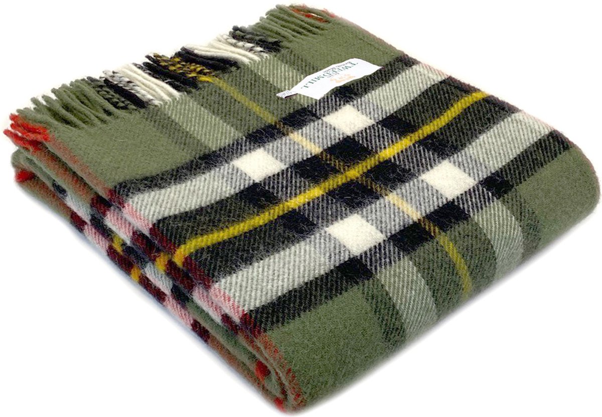 Tweedmill Plaid Tartan Olive Dress Thompson - 150x183 - Nieuw Wol - Tweedmill UK Groen