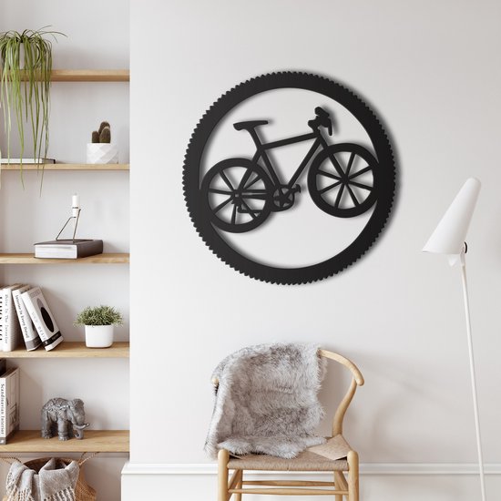 Wanddecoratie |Fiets metaal / Bicycle  | Metal - Wall Art | Muurdecoratie | Woonkamer |Zwart| 60x60cm