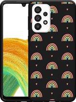 Hoesje Zwart Geschikt voor Samsung Galaxy A33 Regenboog Patroon