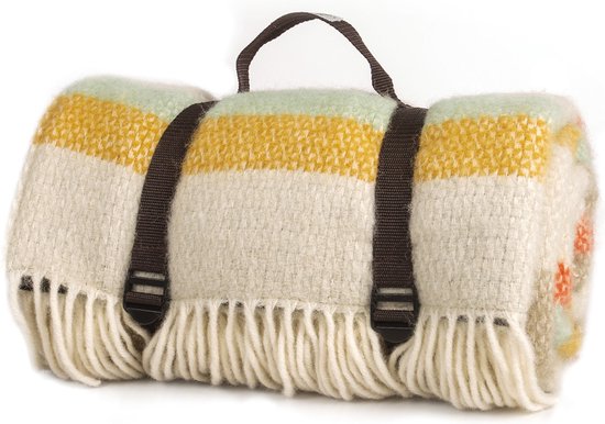 Picknickkleed Polo Gestreept Spring - Wol - Leren Draagset - Waterdicht - 145x183cm - Tweedmill