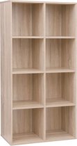 naqsh store Boekenkast, boekenplank, met 8 vakken, vloerstaand, kantoorplank, vrijstaand, als decoratie, voor kantoor, woonkamer, slaapkamer, kinderkamer, eikenkleurig LBC24NL